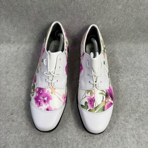 Footjoy Golf Shoe Women Size 6 White Floral Tailored Collection Soft Spike Cleat - Picture 3 of 9